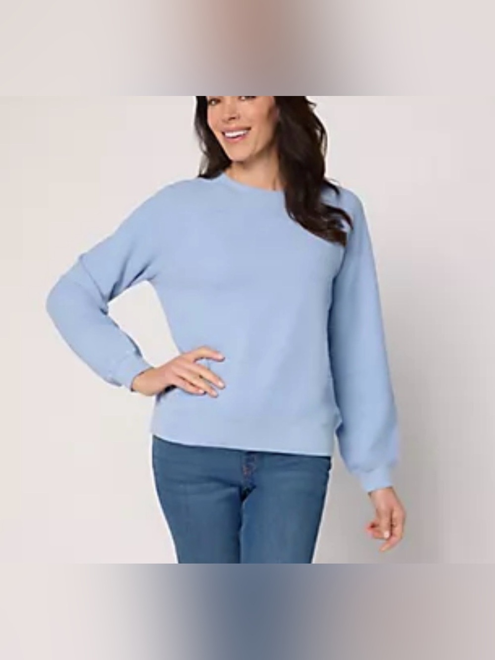 Peace Love World Slub French Terry Crew Neck Sweatshirt Blue Medium NWT IN PKG